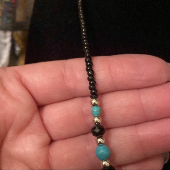 Turquoise Beaded Rhinestone Necklace - Picture 4 of 6